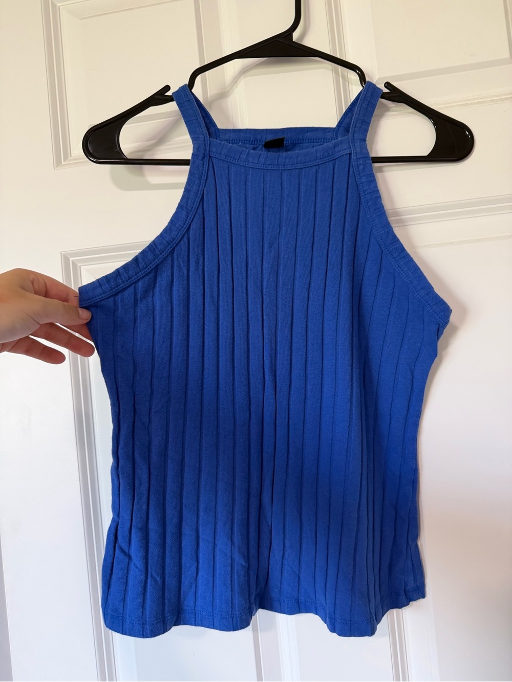 Blue Ribbed Halter Tank Top - Brand Unknown